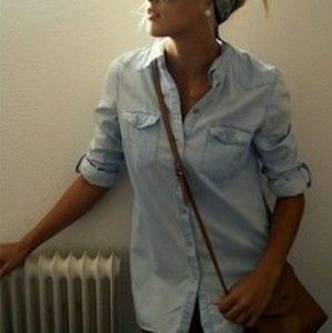 Denim button/snap long sleeve shirt